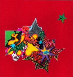 Zwei Hasen in Pink auf Blau