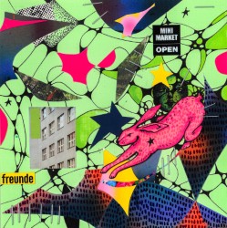 Zwei Hasen in Pink auf Blau